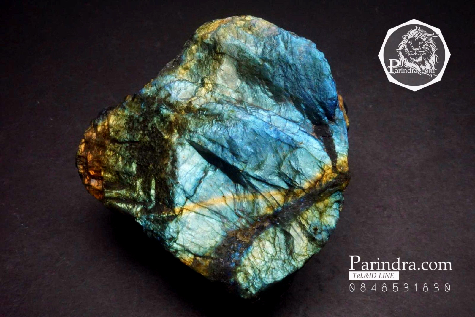 หิน ลาบราดอไลท์ (Labradorite) ดิบไม่ขัด สวยคัดพิเศษ ประกายสีเหลืองส้ม #LA106