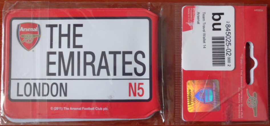 ซองพับใส่บัตร ฟุตบอล สโมสรอาร์เซนอล - ตราสโมสร AFC ใหม่ / ARSENAL Football Club Travel Card Wallet - AFC Logo NEW