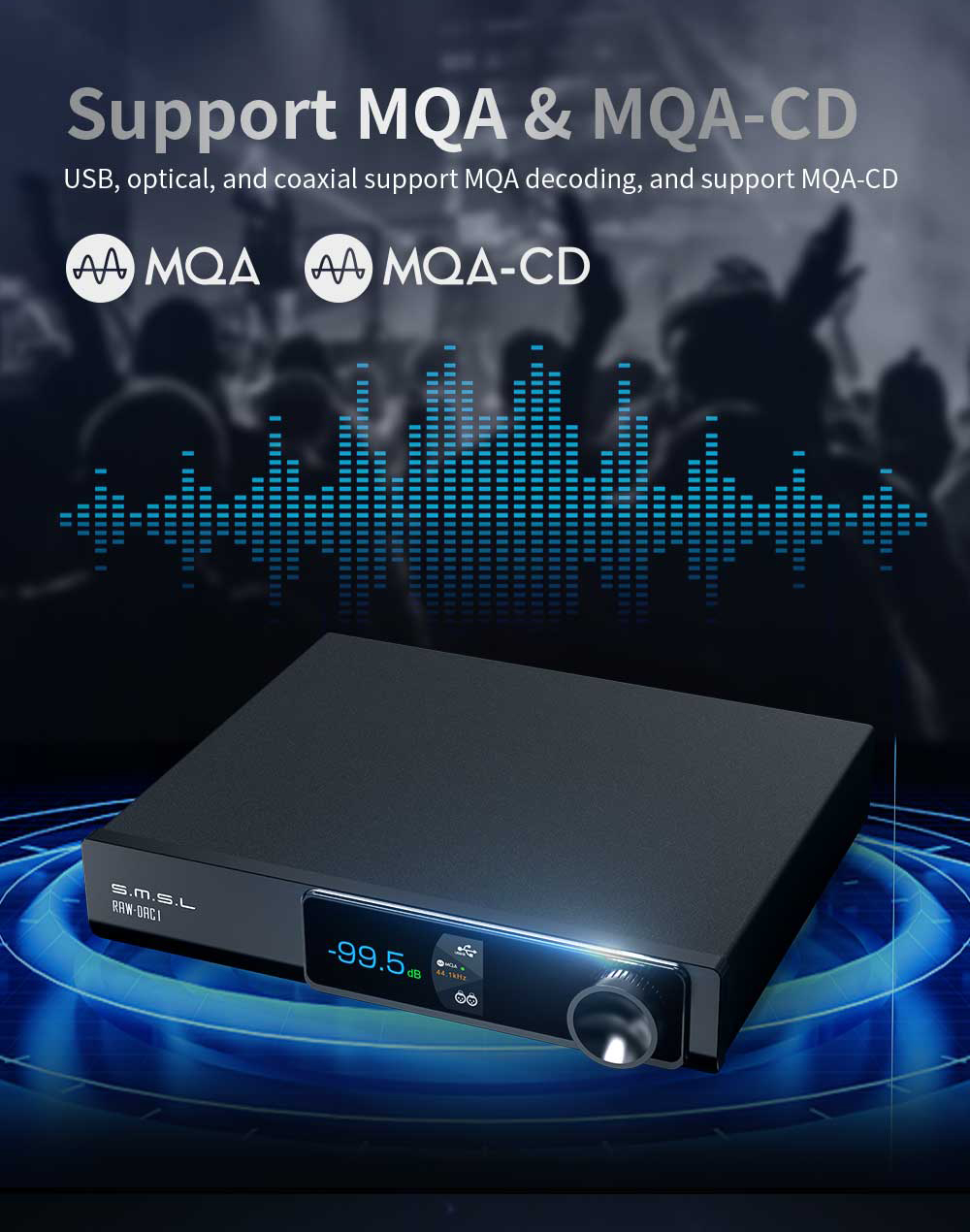 SMSL RAW-DAC1 ตัวถอดรหัสสัญญาณเสียง DAC ชิป AK4191+AK4499EX รองรับ MQA, LDAC ประกันศูนย์ไทย