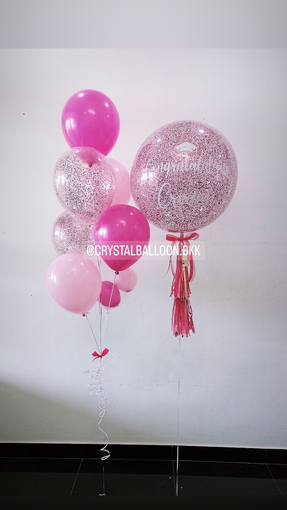 ลูกโป่ง รับปริญญา Bubble ขนาด 24" พร้อม ช่อลูกโป่ง ช่อ 7 ลูก 1 ช่อ พร้อมตกเเต่ง สามารถเปลี่ยนสีลูกโป่ง/เปลี่ยนข้อความ/เปลี่ยนขนาดได้