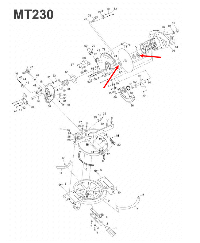 FLANGE แท่นตัดปรังองศา Maktec มาคเทค, Makita มากีต้า MT230 [#77], M2300, M2300B [#2, #4] Pn.JM23000065 (แท้) ##
