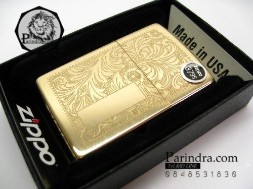 ไฟแช็ค Zippo แท้ " Zippo 352B, Venetian Design High Polish Brass " แท้นำเข้า 100%