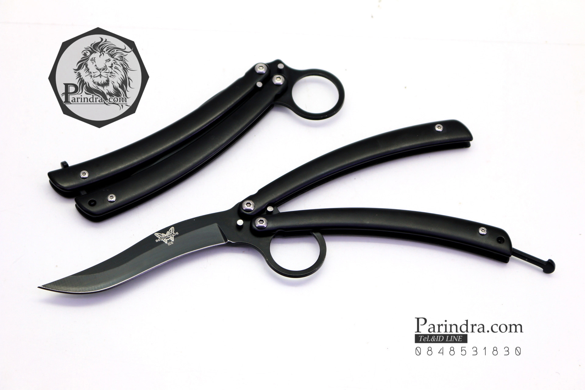 มีดบาลีซอง Balisong มีดควง มีดปีกผีเสื้อ สีดำ มีห่วงนิ้วมือ ขนาด 8.5 นิ้ว BLA010