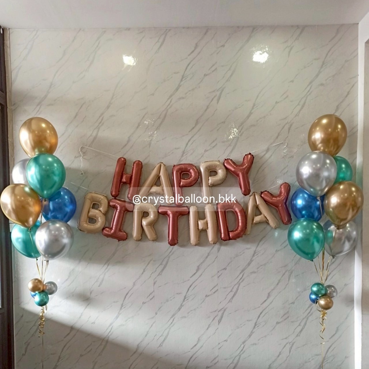 ลูกโป่ง วันเกิด ฟอยล์ตัวอักษร Happy Birthday ขนาด 16" 1 ชิ้น ช่อลูกโป่ง ช่อ 7 ลูก 2 ช่อ พร้อมตกแต่ง สามารถเปลี่ยนสีลูกโป่ง-ฟอยล์ตัวอักษรได้