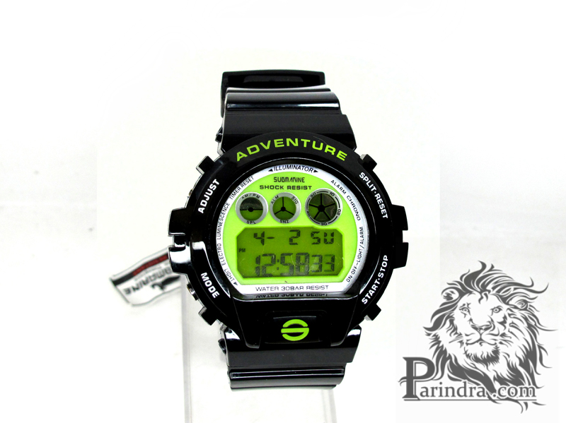 นาฬิกา US submarine Adventure Protector รุ่น TP1279M สีดำตัดเขียวอ่อน พื้นหลังเขียว