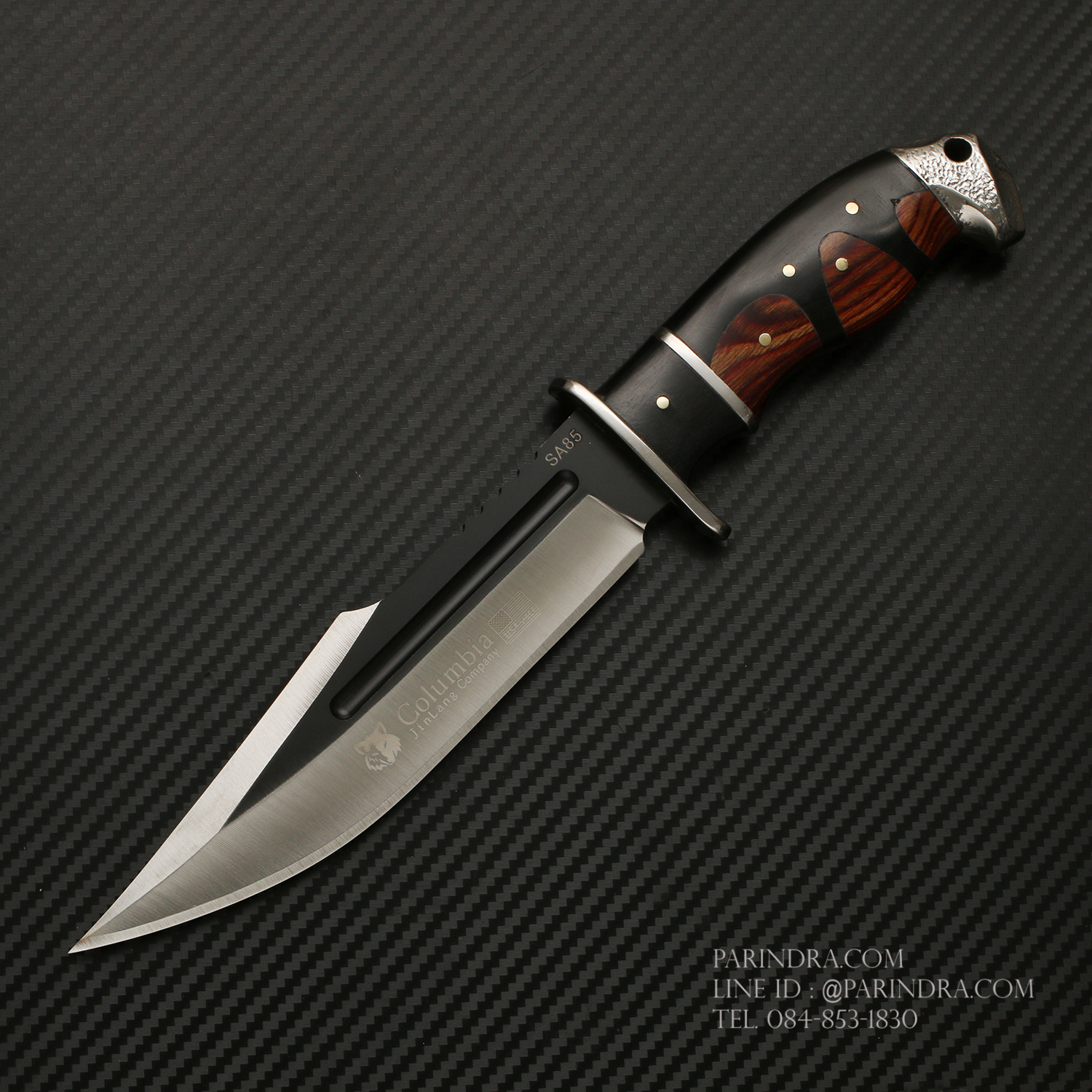 มีดเดินป่า COLUMBIA รุ่น SA85 ด้ามไม้ ทรงใบมีดสวย ทูโทน