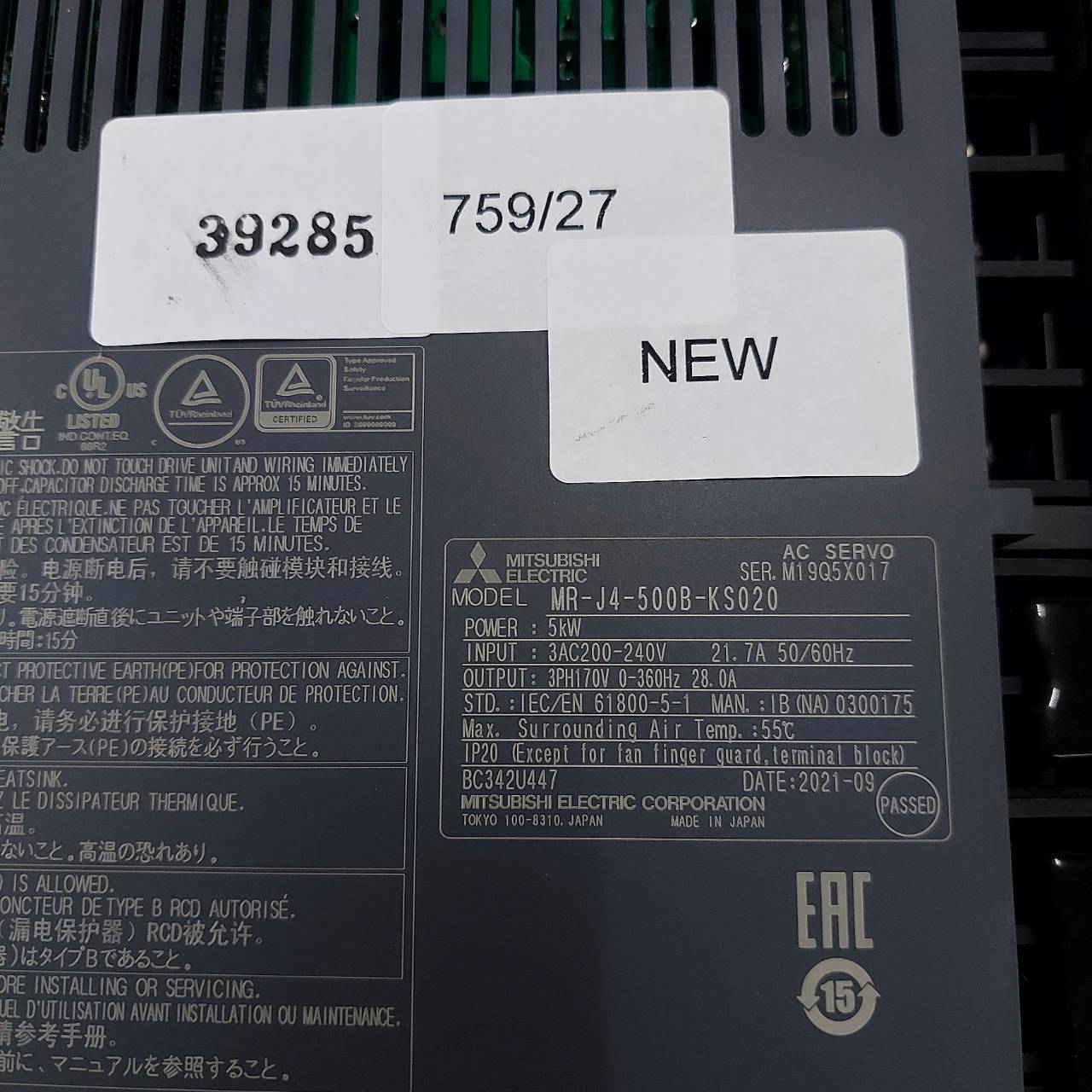 MR-J4-500B-KS020 SERVO DRIVE " MITSUBISHI "