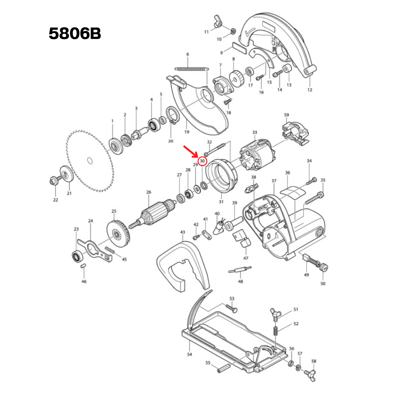 RUBBER WASHER เลื่อยวงเดือน Makita-มากีต้า 5806B [#30] Pn.261109-5 (แท้) ##