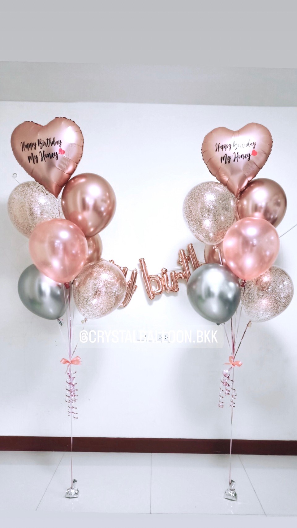 ลูกโป่ง วันเกิด ช่อลูกโป่งฟอยล์หัวใจ ขนาด 18" 2 ช่อ พร้อม ฟอยล์ตัวอักษร Happy Birthday พร้อมตกเเต่ง สามารถเปลี่ยนสีลูกโป่ง/เปลี่ยนข้อความ/เปลี่ยนสี-ฟอยล์ตกแต่งได้