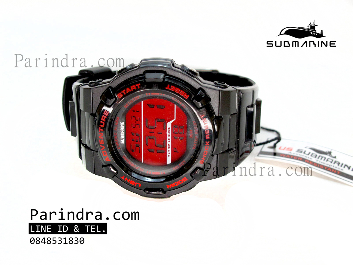 นาฬิกา US submarine รุ่น TP1322L ระบบดิจิตอล ขนาดเล็กเท่า Baby-G สีดำ-แดง