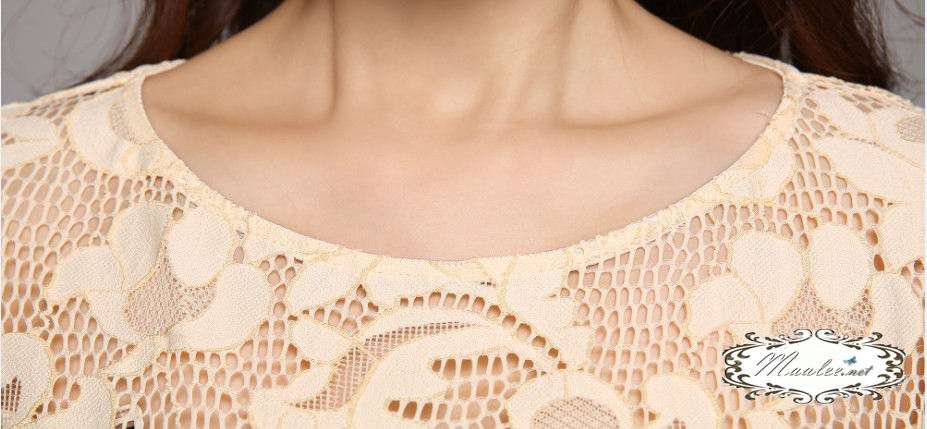 พร้อมส่ง ชุดราตรีสั้น ลูกไม้ สีครีม Champagne (เหลือเฉพาะไซส์ XXL)