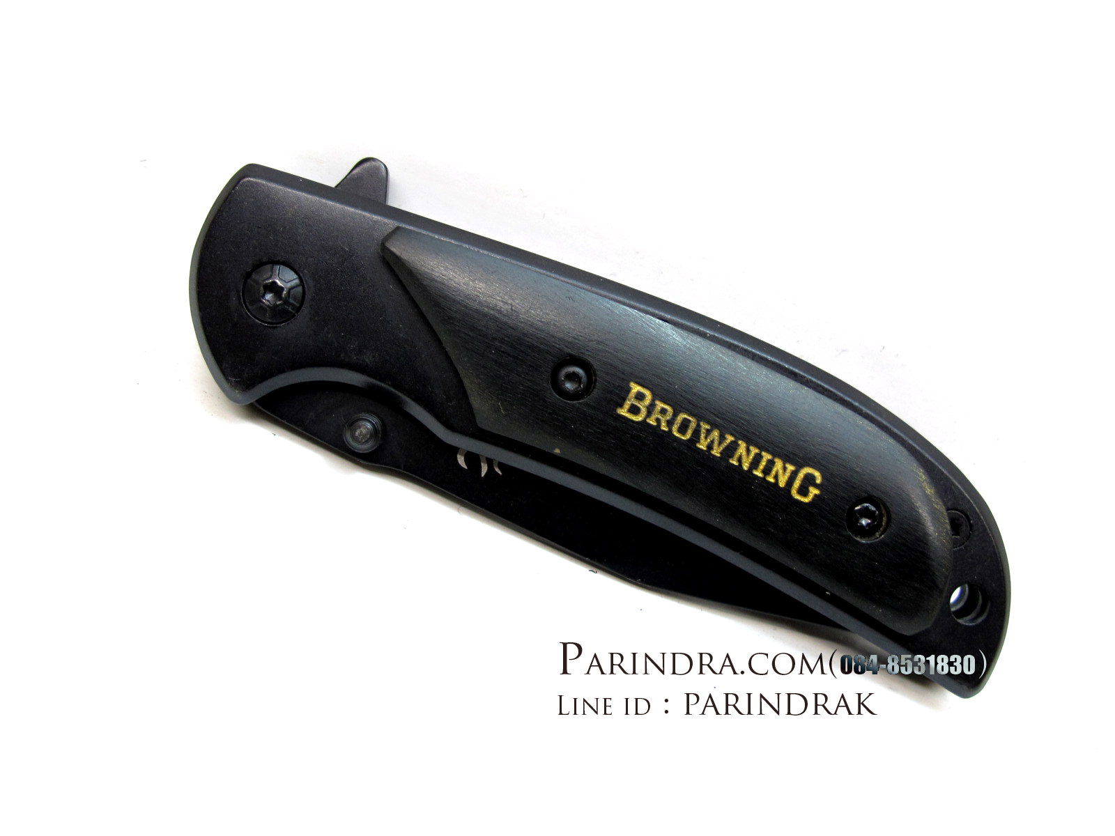 มีดพับBrowning ขนาดเล็กสำหรับพกพา สีดำสนิท ด้ามไม้ (OEM)
