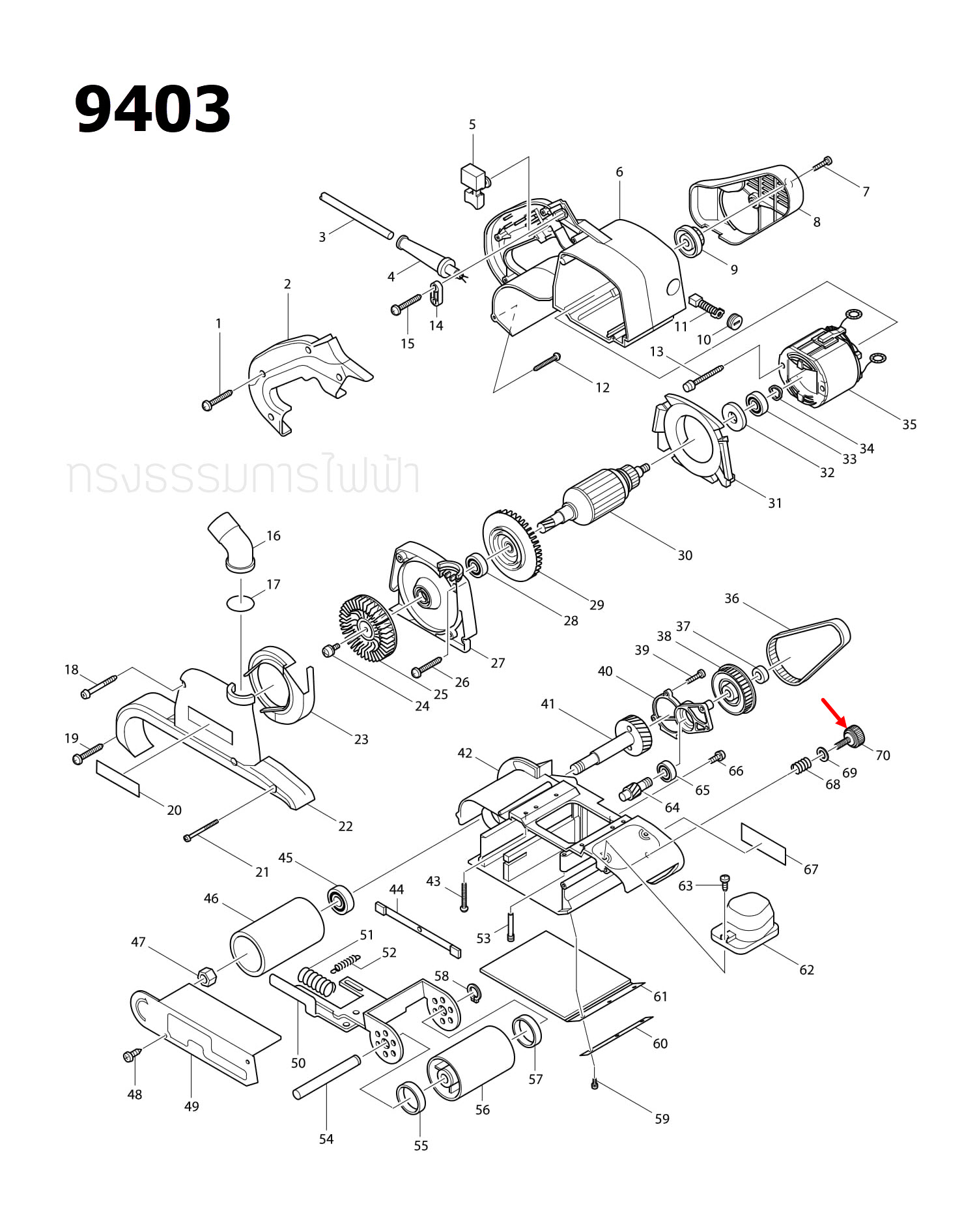 SCREW M6X25 เครื่องขัดสายพาน Makita 3701, N3701 [#29, #39], 9403 [#70], 9924DB [#28]Pn.251815-0 (แท้) ##