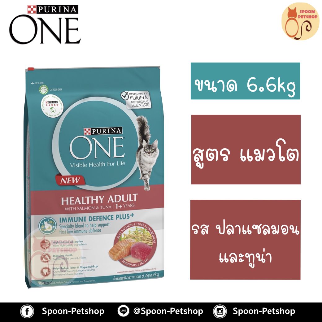 Purina One อาหารแมว เพียวริน่า วัน สูตร ปลาแซลมอน และปลาทูน่า สำหรับแมวโต 6.6kg