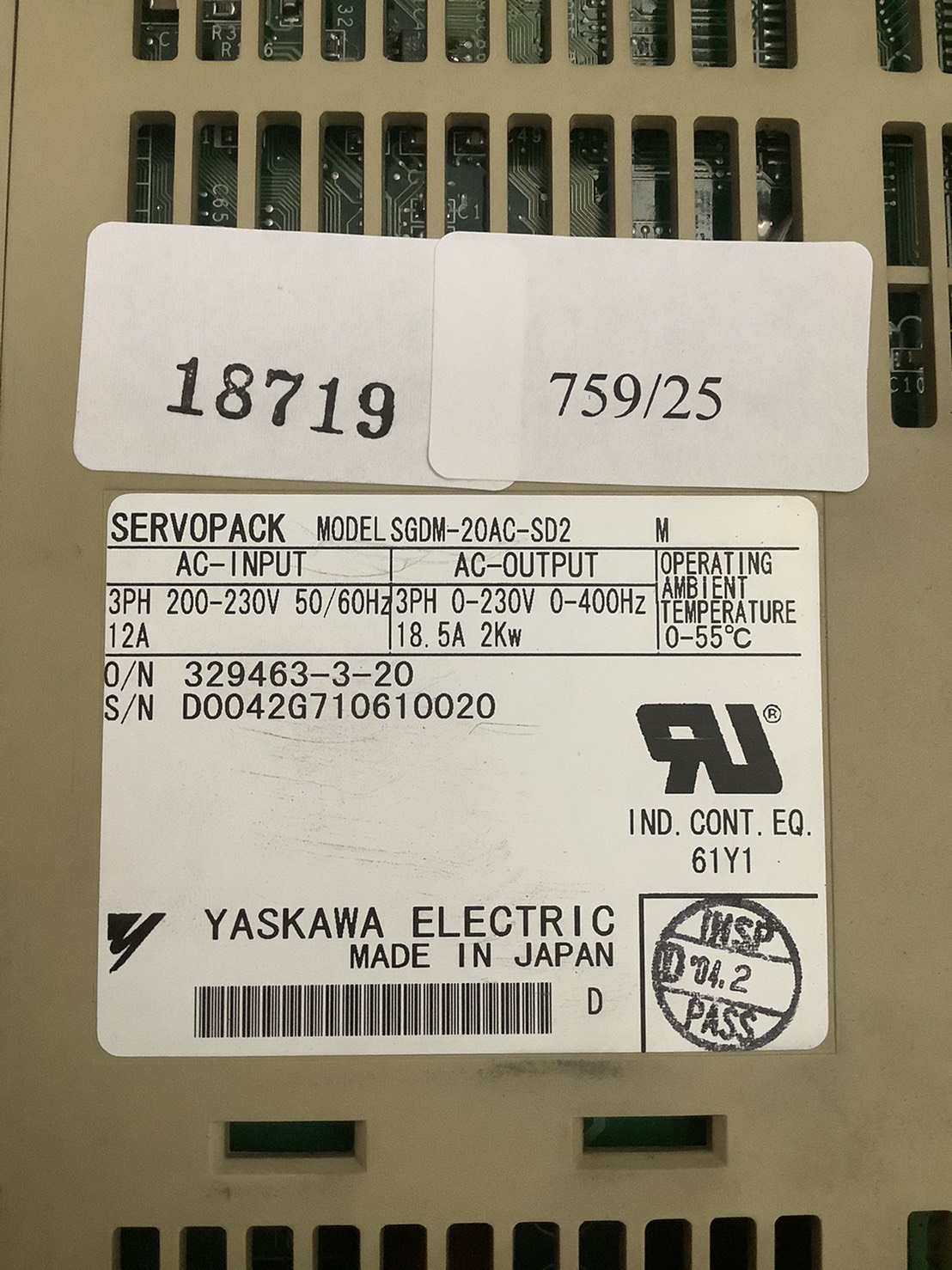 SGDM-20AC-SD2 SERVO DRIVE “ YASKAWA ”