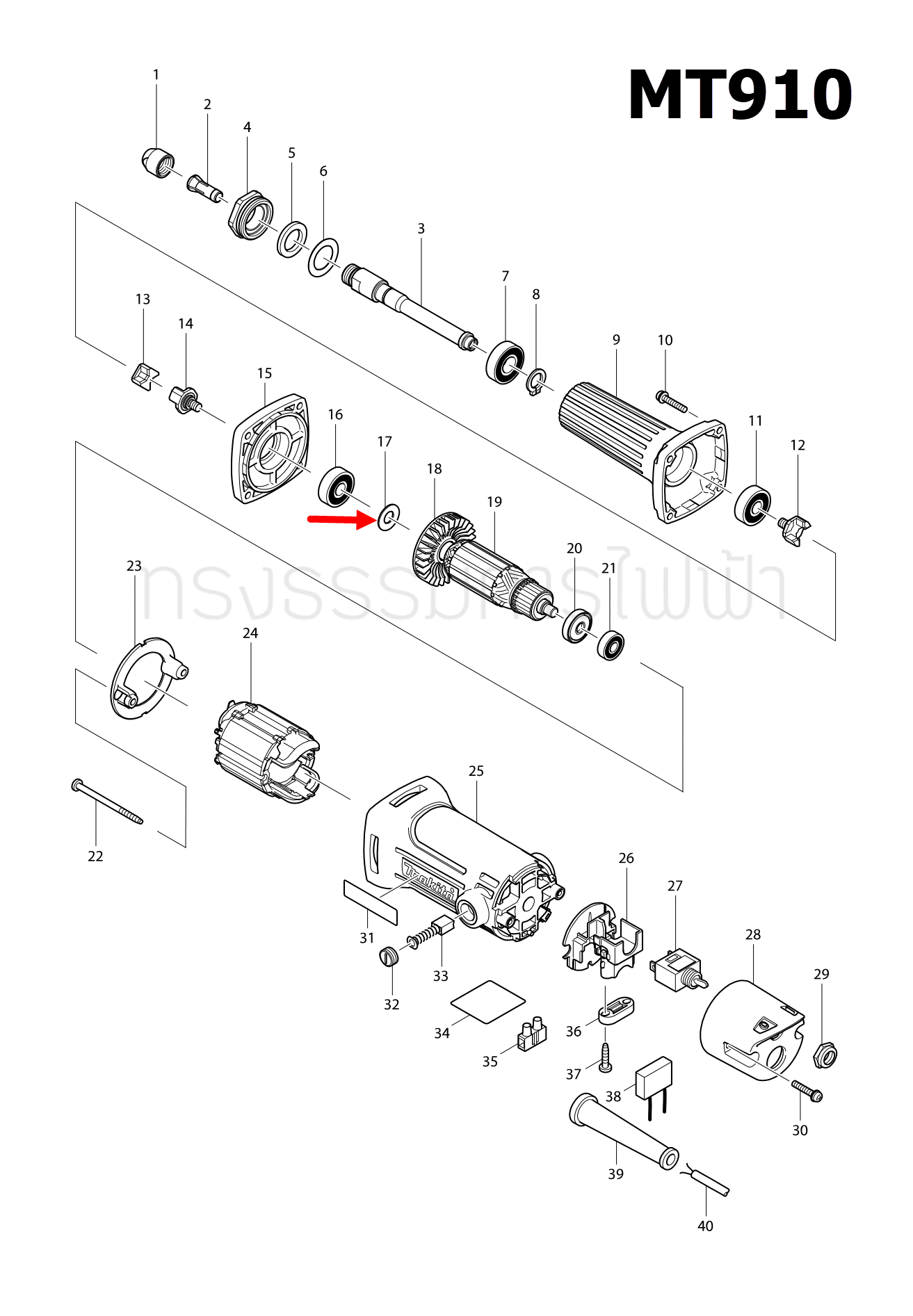 แหวนรอง เครื่องตัด มาคเทค-Maktec MT410 [#23], MT910 [#17] Pn.267237-4 (แท้) ##(**)