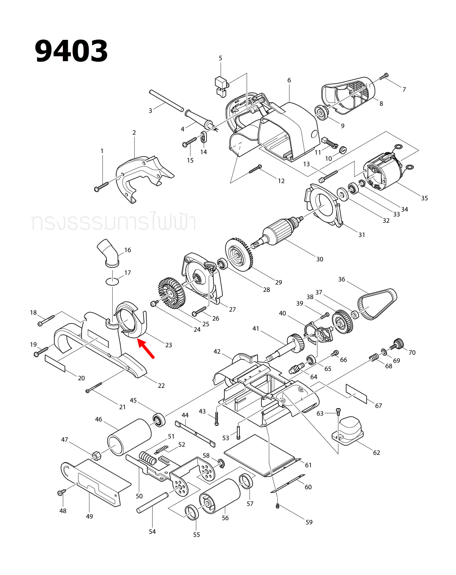 SEPARATOR เครื่องขัดสายพาน Makita 9403 [#23] Pn.416494-3 (แท้) ##