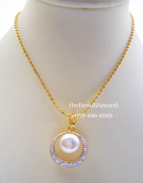 ++BP422+จี้เพชร Pearl in Circle++จี้เพชรcz ผสม มุกน้ำจืดแท้สุดหรู ดูผู้ดีม๊ากมาก แบบIntrend น่ารักๆ เหมือนออกมาจากร้านจิวฯ คนรักมุกไม่ควรพลาด