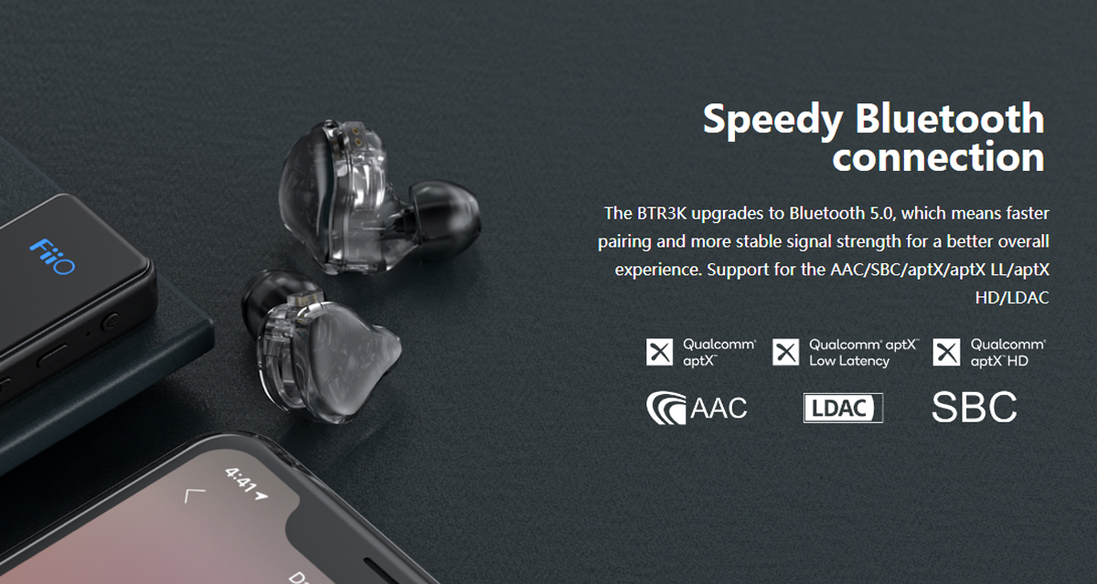 FiiO BTR3K DAC/AMP ตัวรับสัญญาณรองรับ Bluetooth 5.0 aptX , aptX LL , aptX HD , LDAC