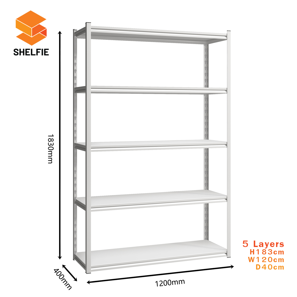 ชั้นเหล็ก 5 ชั้น : ขนาด ส183 xก120 x ล40 ซม.