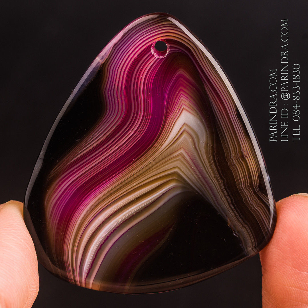 หินอาเกต AGATE ลวดลายสีน้ำตาลดำแกมม่วง AGT012
