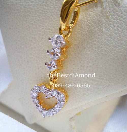 BP416+++จี้เพชร หัวใจตุ้งติ้ง+++จี้เก๋ๆน่ารักๆ ดีไซน์เก๋มากๆ ออก Modern เป็นรูปหัวใจตรงปลาย งานออกแนวแหวานๆ ดูสดใสน่ารัก