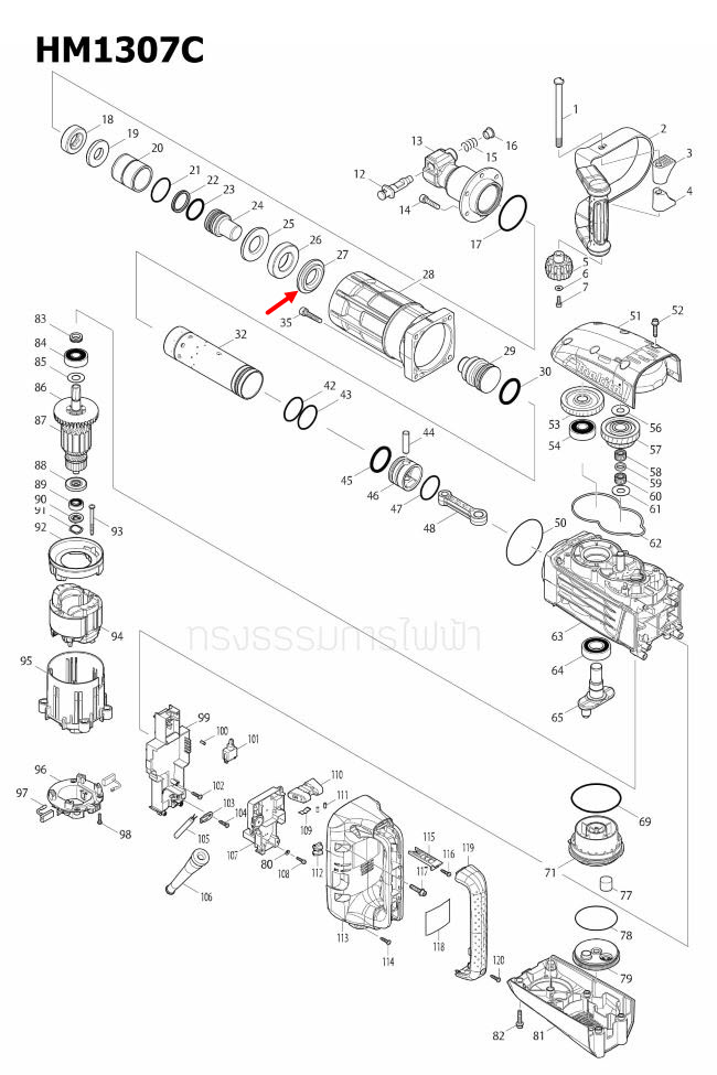 SHOULDER RING 32 สกัดไฟฟ้า Makita มากีต้า HM1307C [#27] Pn.325684-6 (แท้) ##