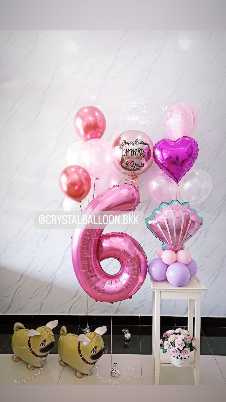 ลูกโป่ง วันเกิดเด็ก ฟอยล์กลม 18" 1 ชิ้น พร้อม ช่อลูกโป่งฟอยล์หัวใจ 18" ช่อ 5 ลูก,ช่อลูกโป่ง 7 ลูก,ฟอยล์ตัวเลข 40" 1 ชิ้น พร้อมตกแต่ง ฟอยล์หอย ตั้งฐาน 1 ชิ้น,ฟอยล์ลากจูง 2 ชิ้น สามารถเปลี่ยนสีลูกโป่ง/เปลี่ยนข้อความ/เปลี่ยนขนาด/เปลี่ยนฟอยล์ตก