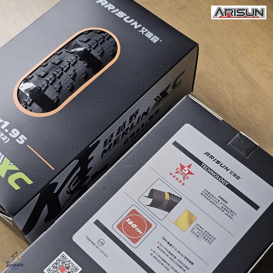 ยางนอกขอบพับ ARISUN MERLIN ll ขนาด 26X1.95 / 27.5X1.95 / 29X1.95 180TPI ยางเสือภูเขาที่ไปได้กับถนนราดยางทางเรียบ, ทางกรวด หรือ ทาง XC ง่ายๆ