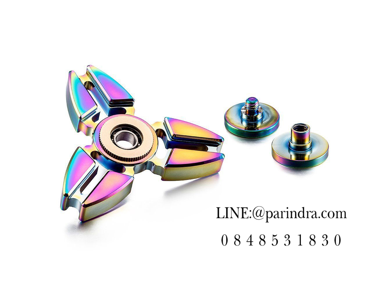 ของเล่นกำลังฮิต Hand Spinner Aluminium Triangle หมุนดี น้ำหนักเยี่ยม สีรุ้ง 5