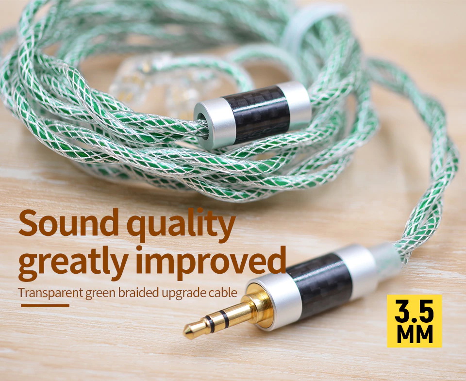 สายหูฟัง KZ NEO VENOM สาย OFC ชุบเงินถักขั้ว KZพินC