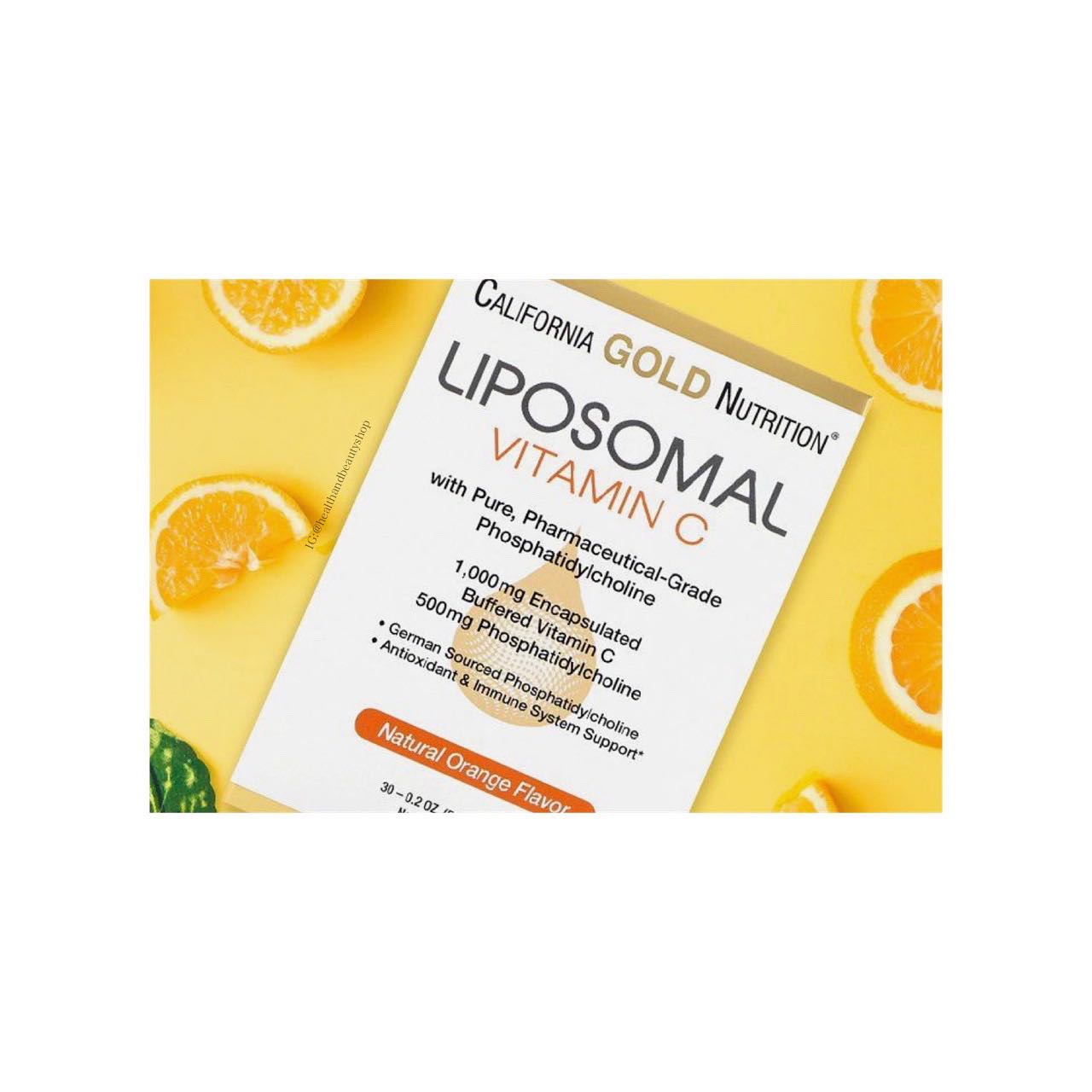 California Gold Nutrition Liposomal Vitamin C, Natural Orange Flavor 1000 mg 30 Packets 0.2 oz (5.7 ml) Each