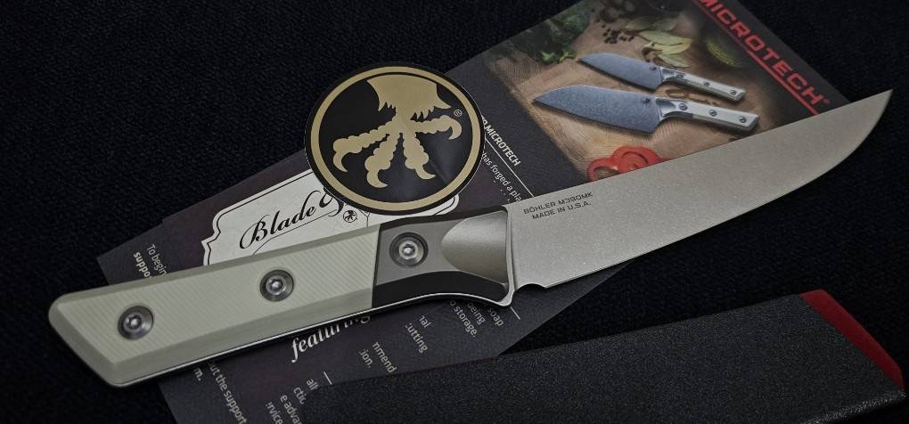 MICROTECH 3100B-10IV 6.125" BONING KNIFE STONEWASH STANDARD TITANIUM BOLSTER IVORY G-10