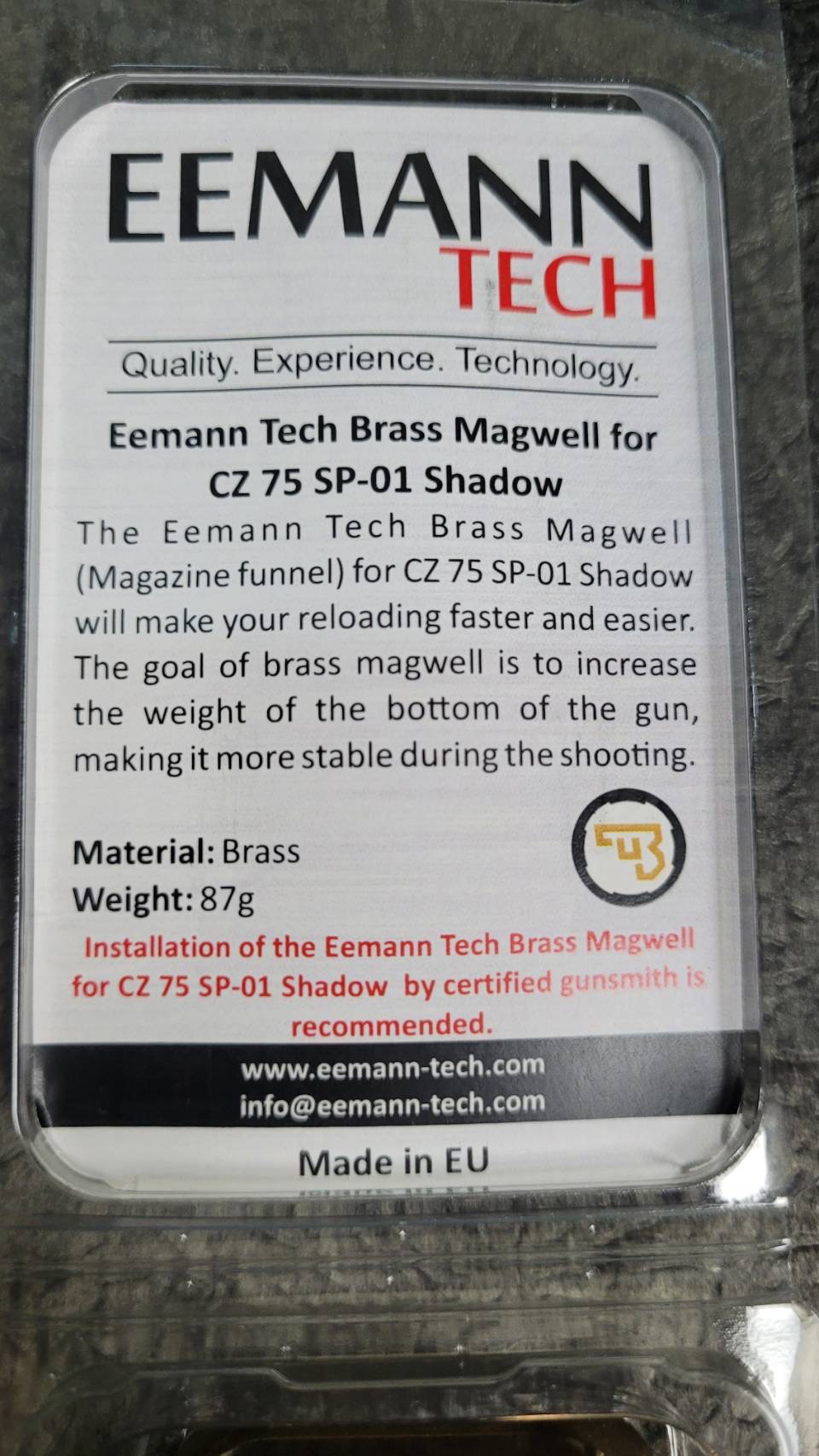 Eemann Tech Brass Magwell for CZ 75 SP-01 Shadow