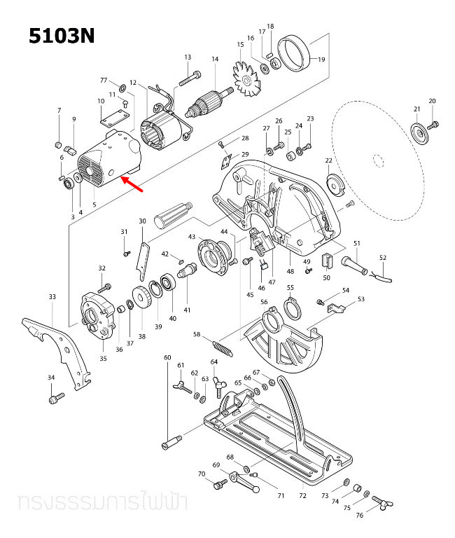เสื้อฟิลคอยล์ เลื่อยวงเดือน Makita มากีต้า 5201N, 5103N Pn.156600-5 (แท้)##