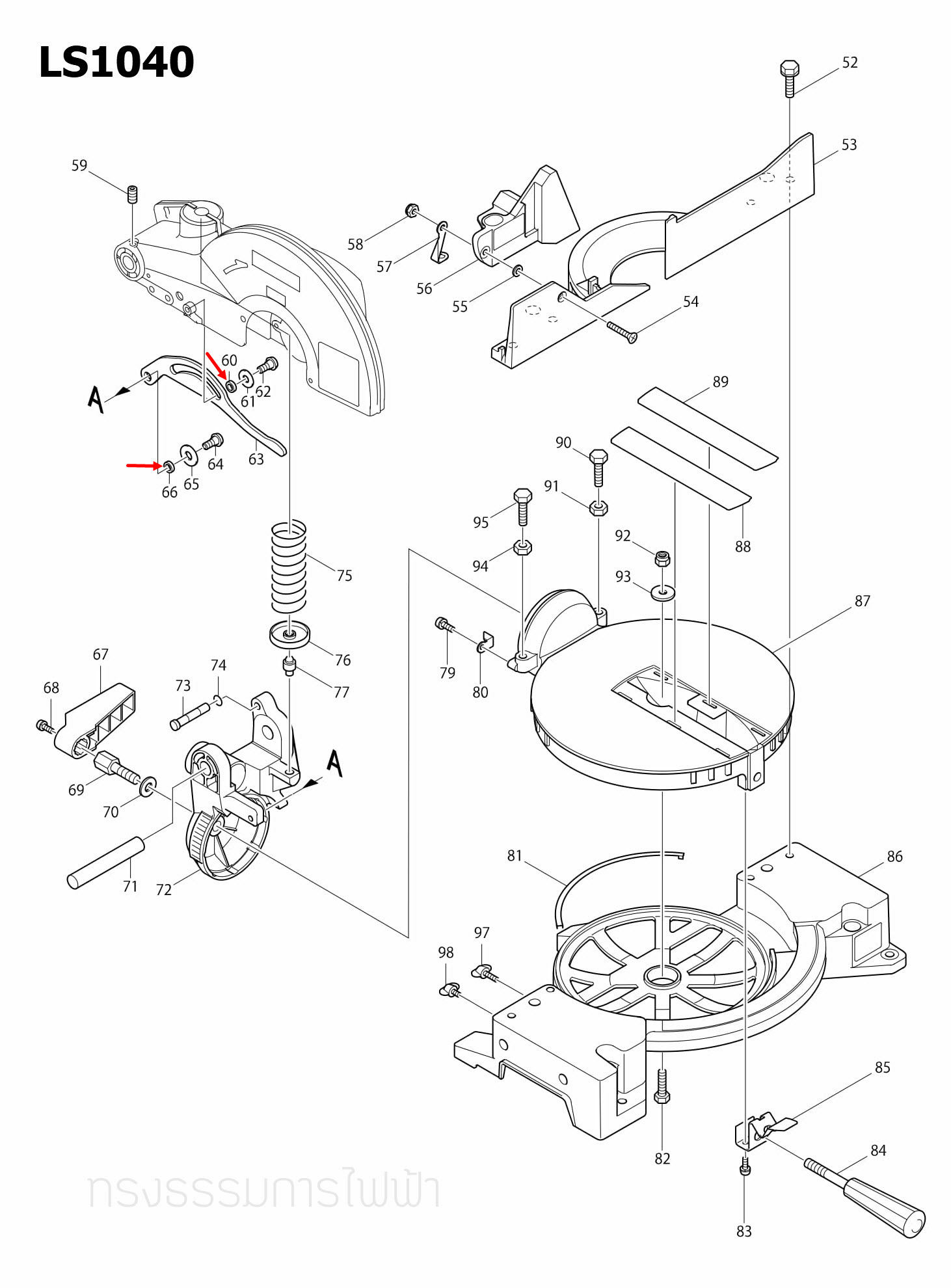 RING 7 แท่นตัดองศา Makita มากีต้า LS1030 [#38, #44], LS1040 [#60, #66] Pn.257162-7 (แท้) ##(*)