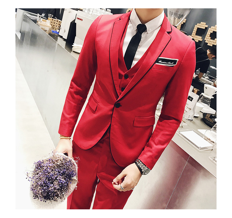 Pre-order ชุดสูทชาย สีแดง เข้ารูป