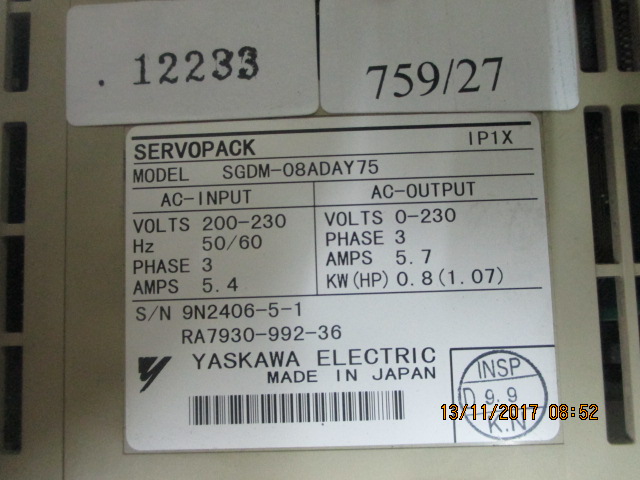 SGDM-08ADAY75 SERVO DRIVE “ YASKAWA ”