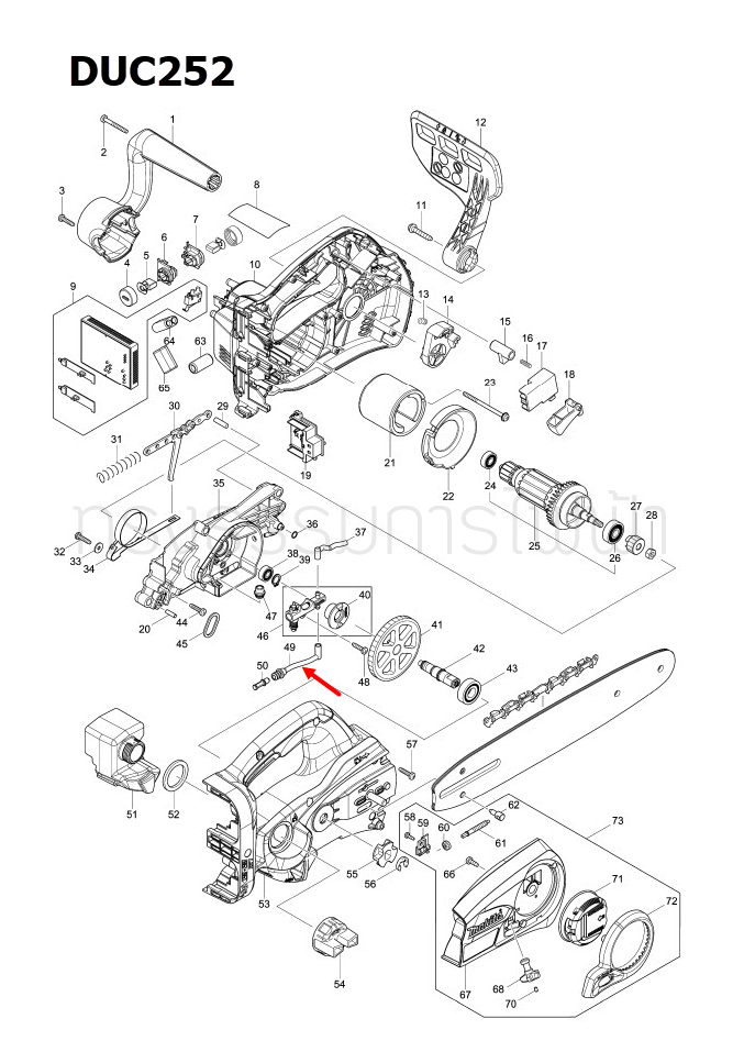 CONNECTOR เลื่อยโซ่ไร้สาย Makita มากีต้า รุ่น DUC252 [#49] Pn.422057-5 (แท้) ##