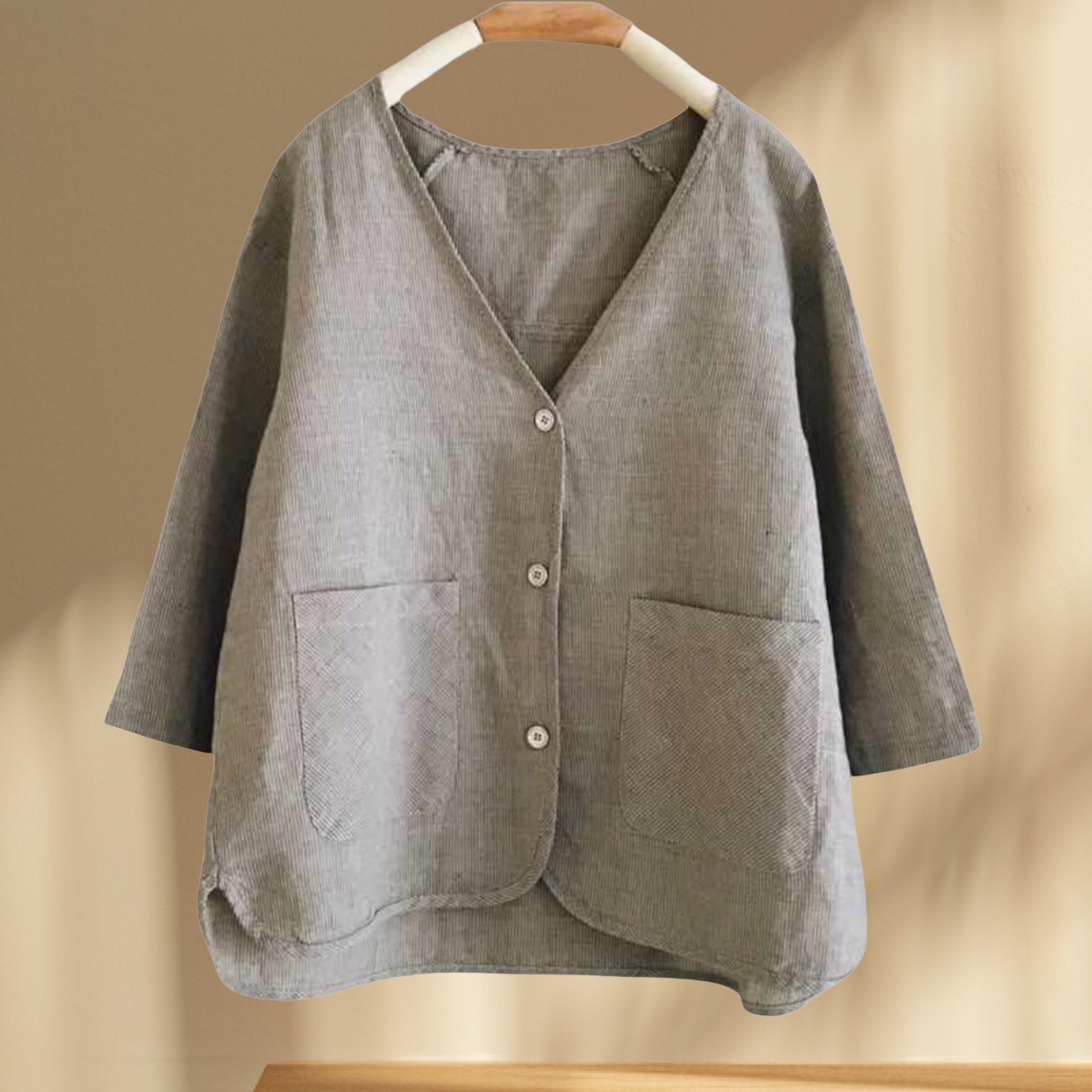 เสื้อผ้าฝ้ายทอลายแขนสามส่วน