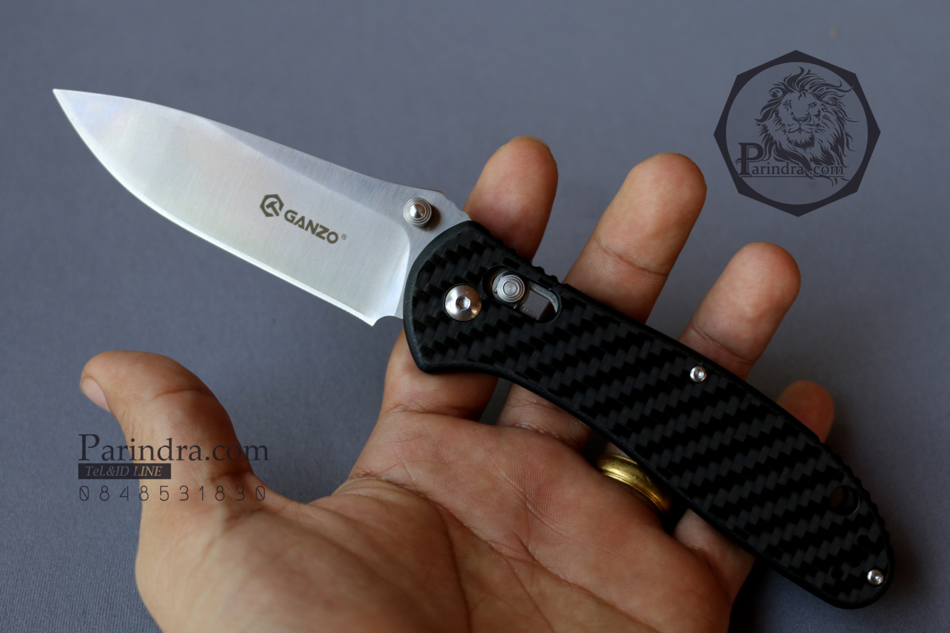 มีดพับ Ganzo รุ่น G7391 CF สีดำ ด้ามลายคาร์บอนไฟเบอร์ ของแท้ 100%