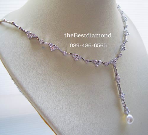 BN023RD+++สร้อยเพชร Y styleพร้อมตุ้งติ้งไข่มุก++สร้อยเพชรรูป Y งานModern น่ารัก ใส่แล้วดูดี เพชรแวววาว วิ๊งๆ สวยค่ะ ใส่ออกงานได้สบาย งานน่ารักม๊าก