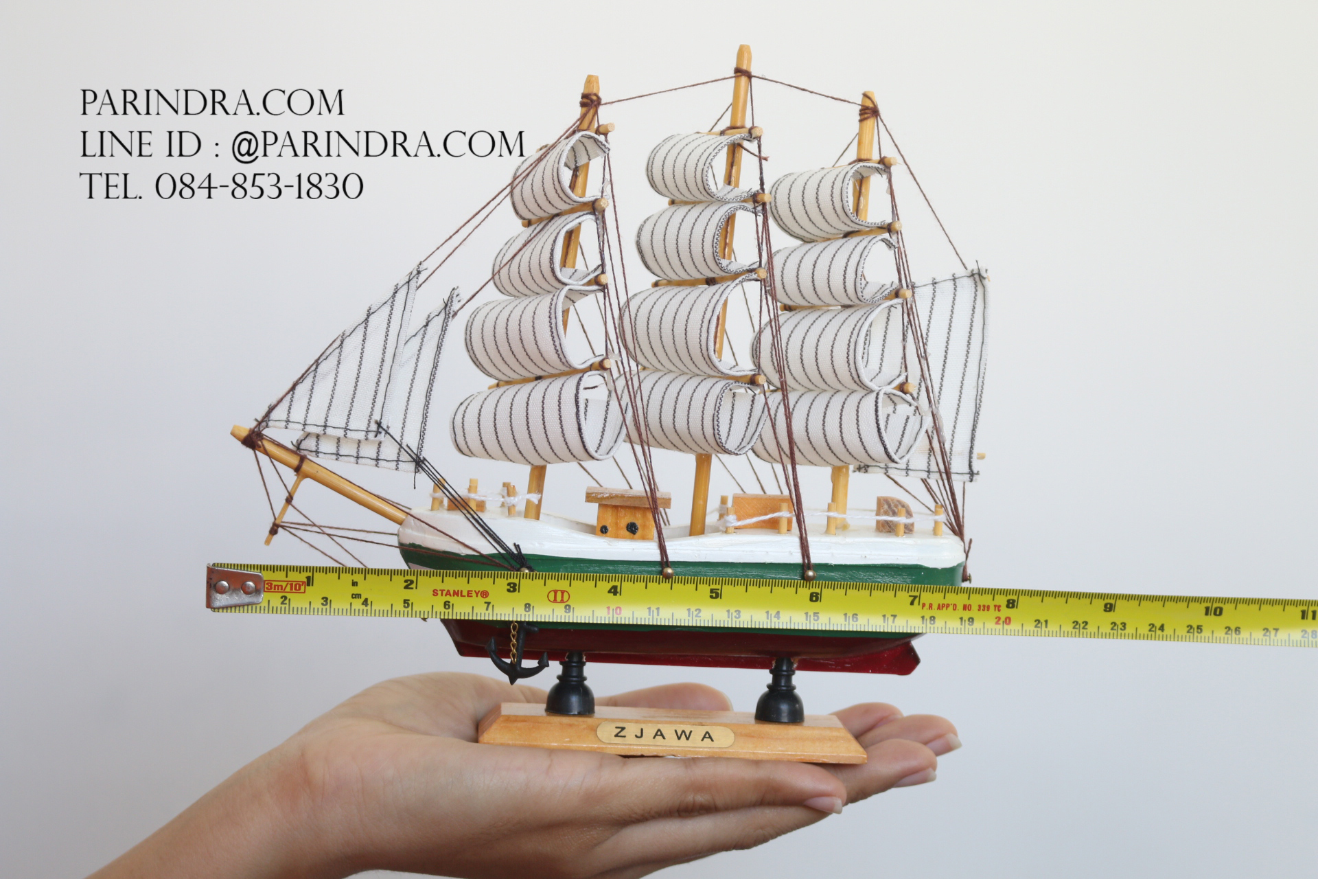 โมเดลเรือสำเภาไม้ขนาด 8 นิ้ว แต่งโต๊ะทำงาน สำหรับการตกแต่งบ้านและร้านค้าทั่วไป No.2