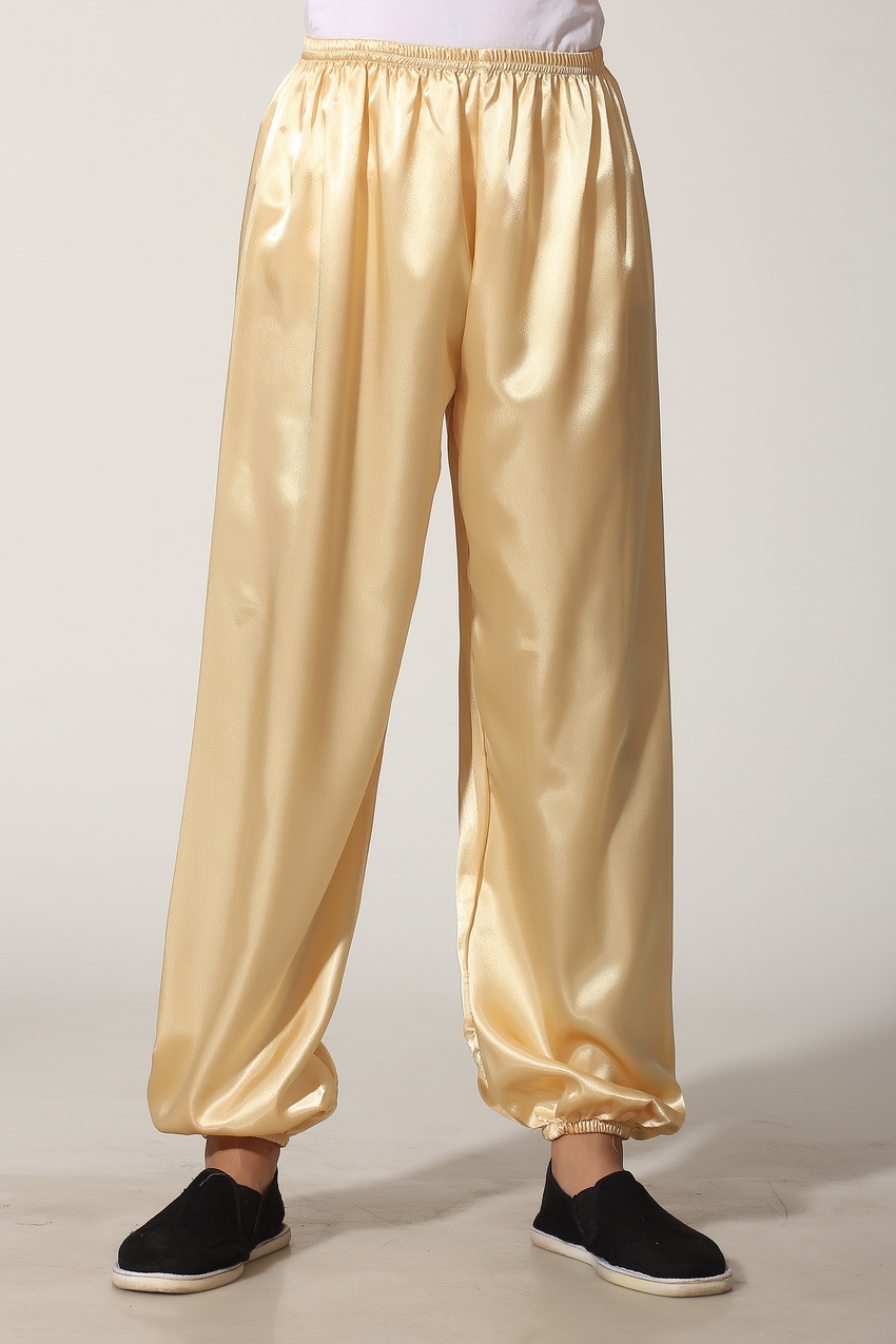 Pre-order ชุดจีนชาย แขนยาวผ้าแพร สีทอง