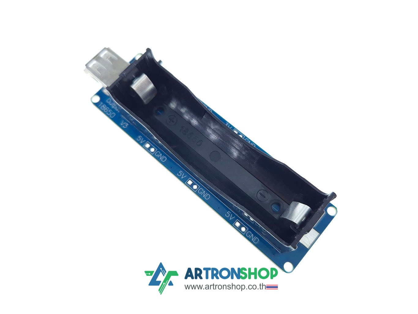 โมดูลชาร์จแบตเตอรี่ 18650 พร้อมช่องจ่ายไฟ 3V/5V USB Battery Shield V3