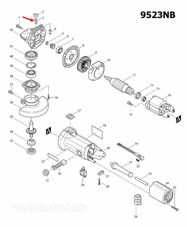 COMPRESSION SPRING 8 หินเจียร Makita มากีต้า 9523NB [#3], 9533BL Pn.233072-2 (แท้) ##