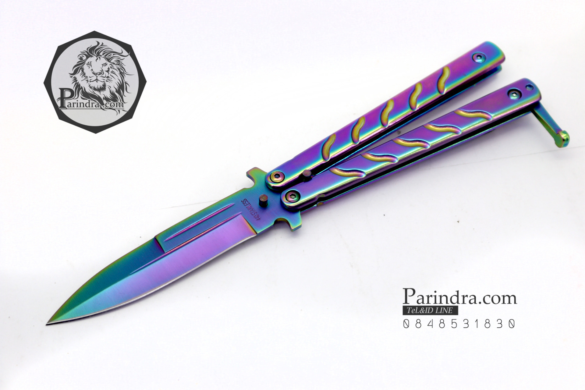 มีดบาลีซอง Balisong มีดควง มีดปีกผีเสื้อ สีรุ้งอะโนไดซ์ ขนาด 9 นิ้ว BLA008
