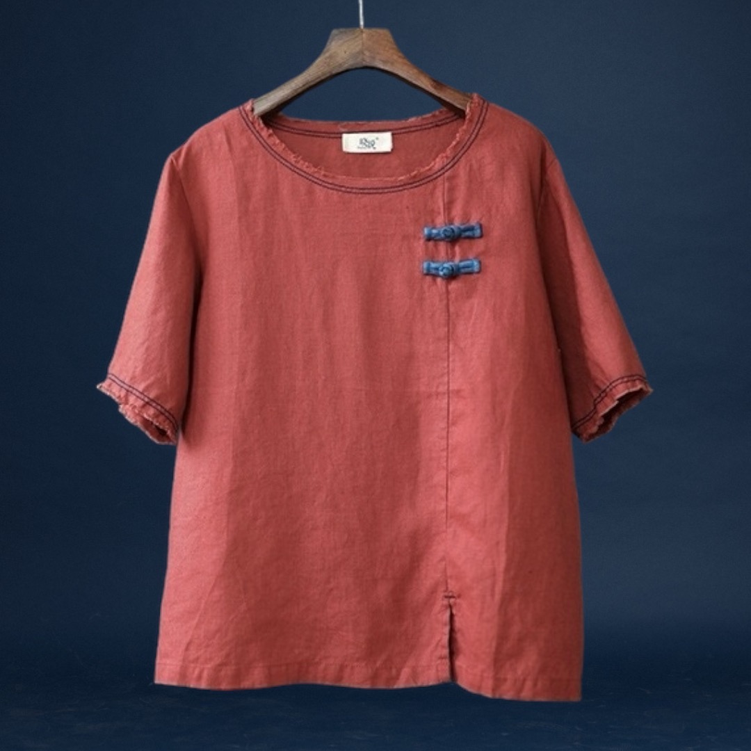 เสื้อผ้าลินินแต่งกระดุมปม