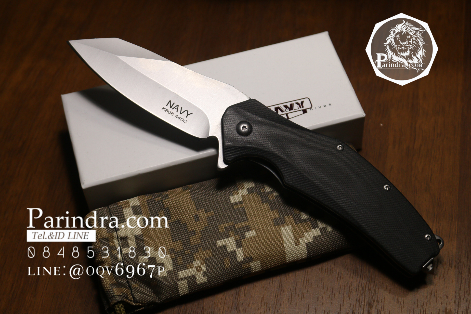 มีดพับ Navy รุ่น K806B สีดำ ใบสีเงิน ด้าม G10 ทรงสวย ของแท้ 100%