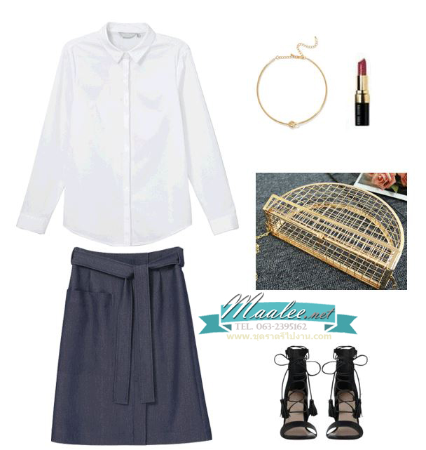 พร้อมส่ง Evening Clutch กระเป๋าออกงาน สีทอง แบบโปร่งลายตาราง ใส่ของได้เยอะ พร้อมสายโซ่